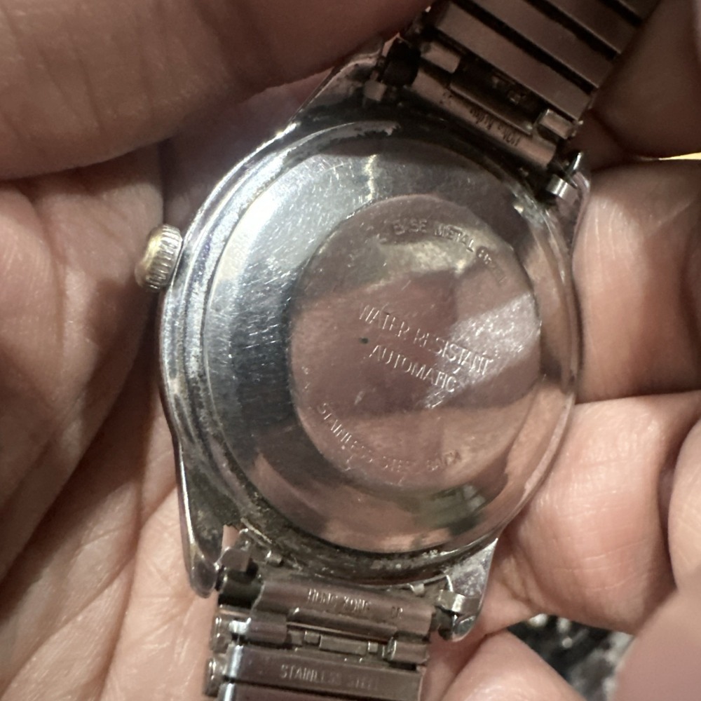 Works 1979 Vintage Timex Automatic Day Date Silver-Tone Mens Watch 38mm Fit 8in - Picture 5 of 9